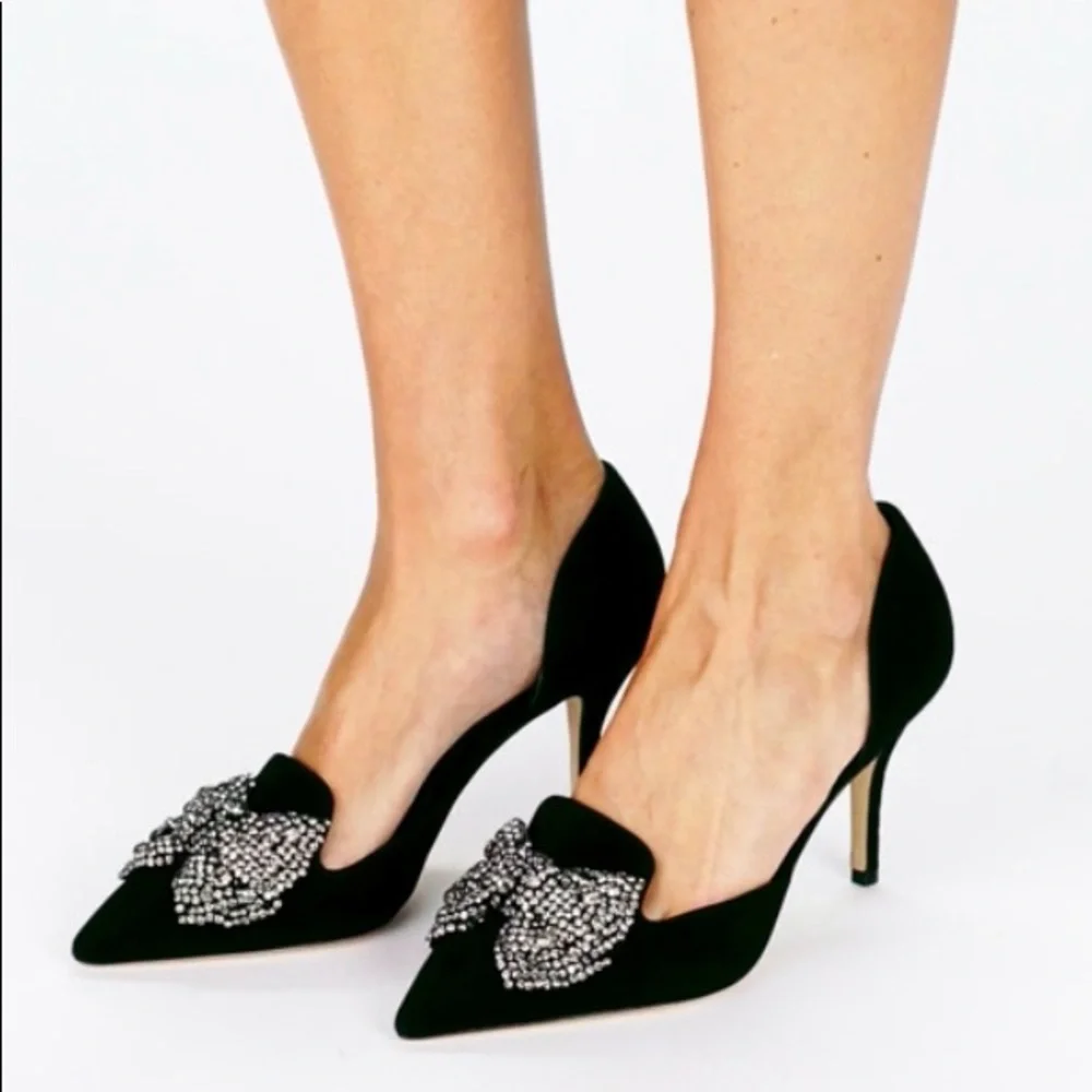 RARE Tory Burch Esme Tan D’Orsays pumps, black diamond